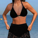 Porto Cervo - Elegante bikini in pizzo monocolore