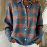 Anna - Maglione retro in lana fatta a mano con contrasto