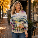 Zelda™ | Cardigan con Zip in Stile Paesaggio e Motivo Scozzese