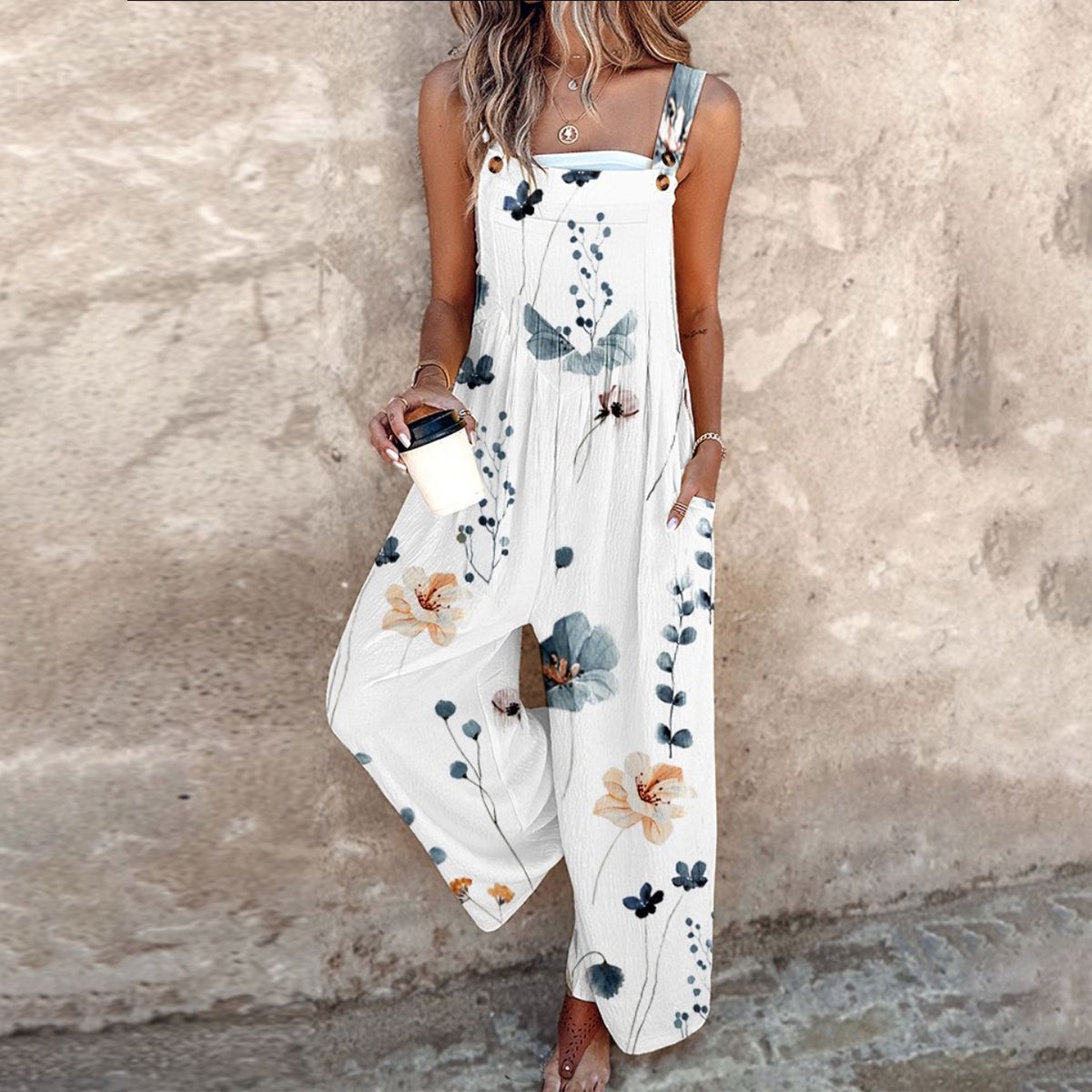 Jumpsuit Relaxed Fit in Nero Stampato