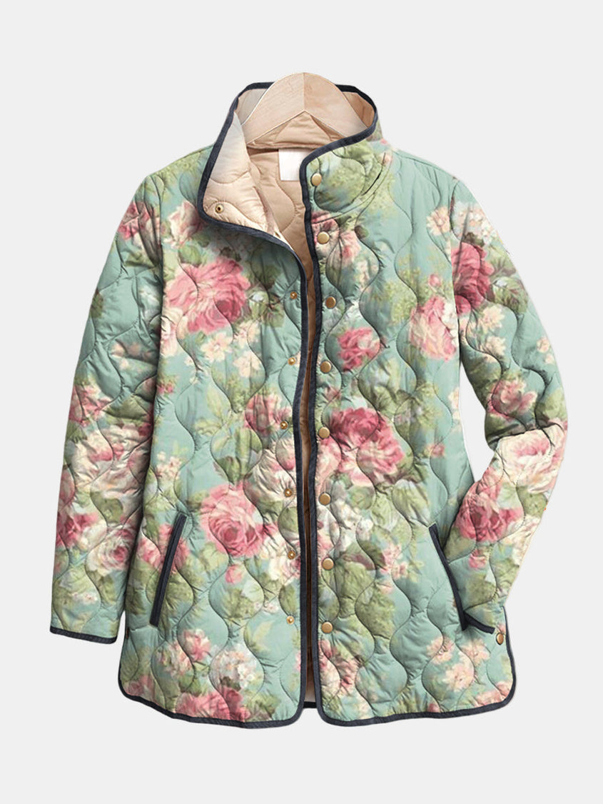 Carys | Giacca Trapuntata con Stampa Floreale Vintage