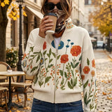 Wrenna™ | Floral Print Zip-Up Cardigan