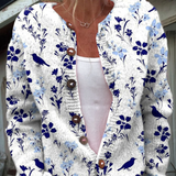 VYNORA | Cardigan Vintage con Stampa Floreale e Bottoni Frontali