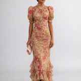 Rosario - Abito Lungo Floreale in Chiffon