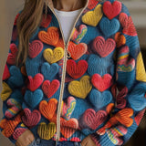 Valentine™ | Textured Knit Pattern with Multicolored Hearts