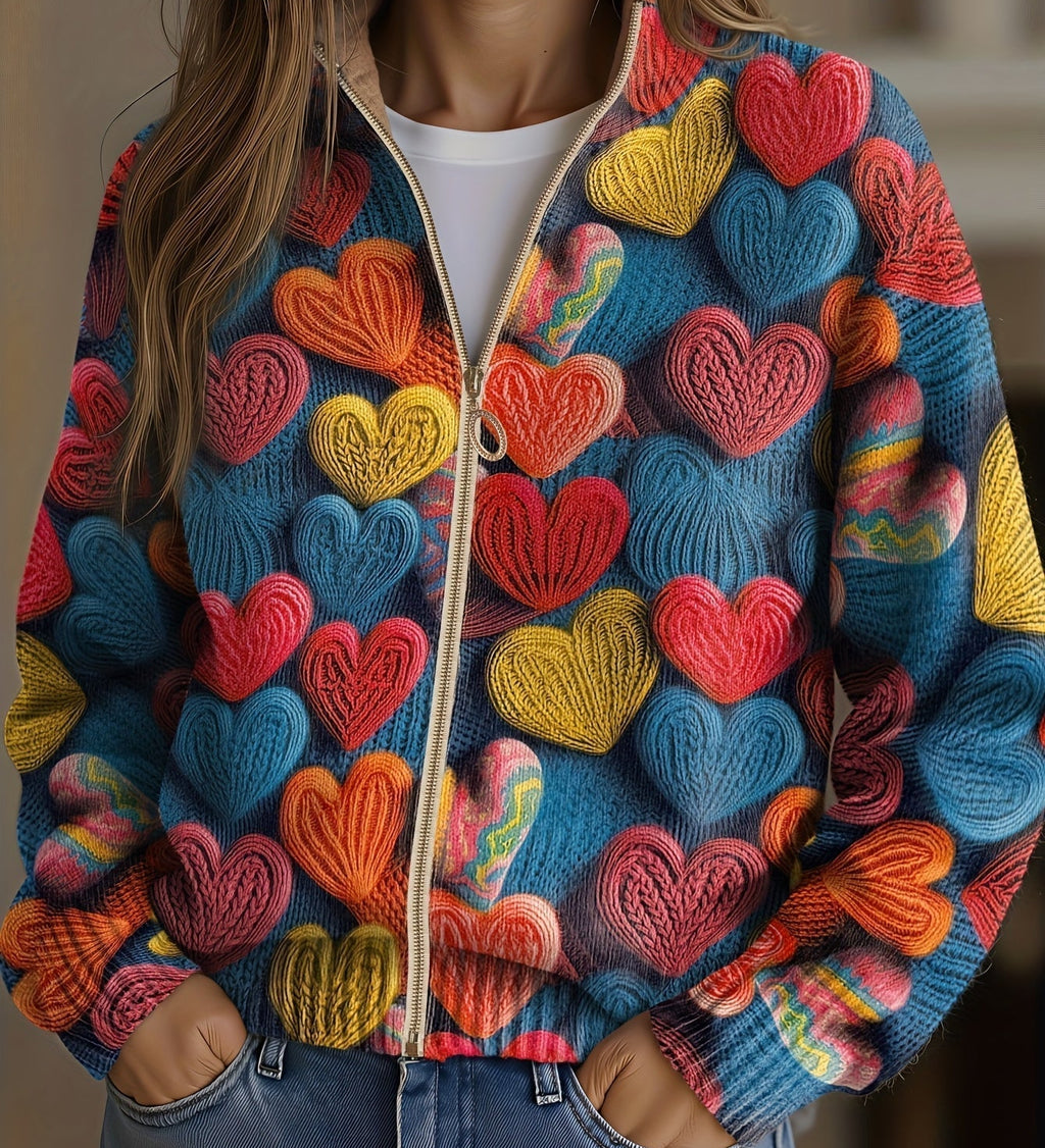 Valentine™ | Textured Knit Pattern with Multicolored Hearts