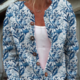 TIVERLY | Cardigan Vintage con Motivo Floreale e Bottoni Frontali