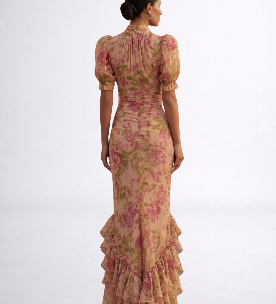 Rosario - Abito Lungo Floreale in Chiffon Bella Roma