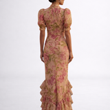 Rosario - Abito Lungo Floreale in Chiffon
