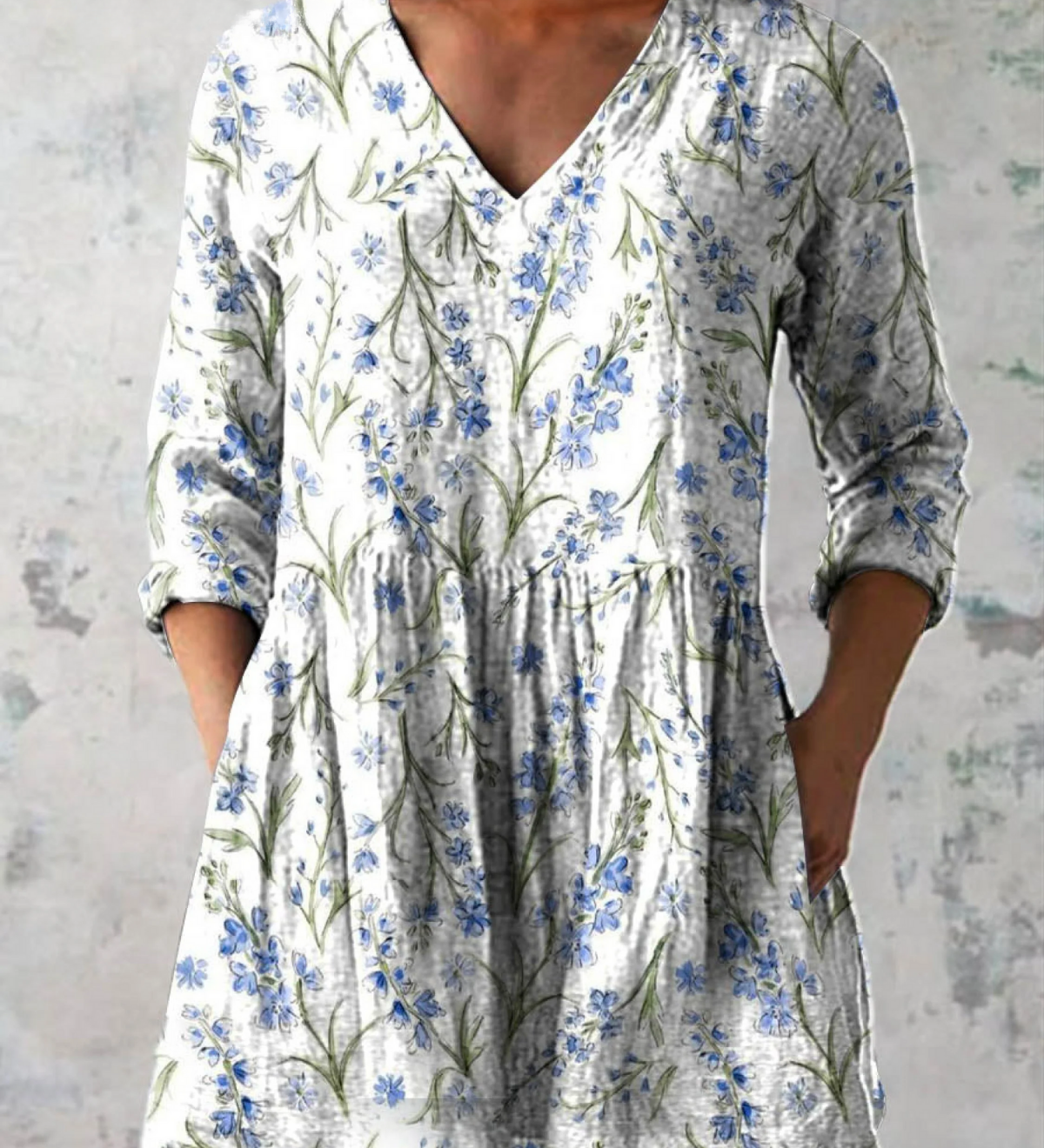 Jeanne | Blusa Lunga con Scollatura a V Elegante Bella Roma