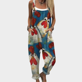 Salopette Oversize Confortevole con Illustrazione di Galli