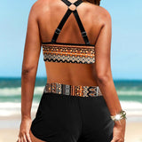 Panarea - Bikini Geometrico con Vita Alta e Elastico