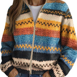 Yseult™ | Cardigan a righe zigzag multicolore in maglia