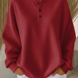 MIRABEL | COMFORTABLE WAFFLE HENLEY SWEATER