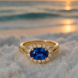 Anello in argento 925 con cristallo blu