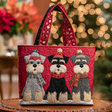 Borsa artigianale trapuntata con trio di Schnauzer
