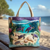 Borsa artigianale trapuntata con fantasia laguna