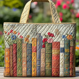 Borsa artigianale trapuntata con biblioteca magica
