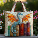 Borsa artigianale trapuntata con drago custode dei libri