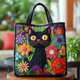 Borsa artigianale imbottita con gatta nera