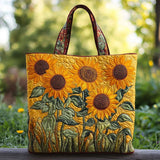 Borsa artigianale trapuntata con girasole