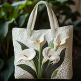 Borsa artigianale trapuntata con calle bianche