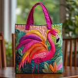 Borsa artigianale trapuntata con fenicottero arcobaleno