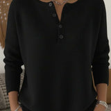 HELENA | Maglione a Maglia con Bottoni Henley