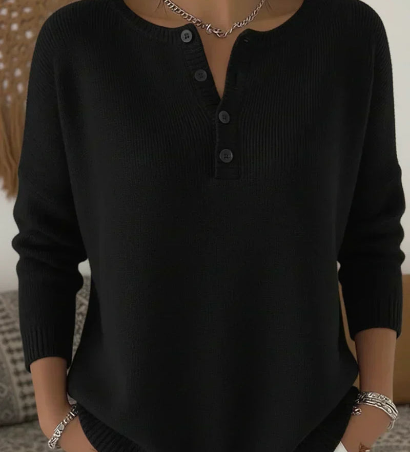 HELENA | Maglione a Maglia con Bottoni Henley