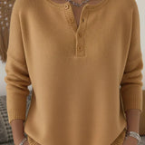 HELENA | Maglione a Maglia con Bottoni Henley