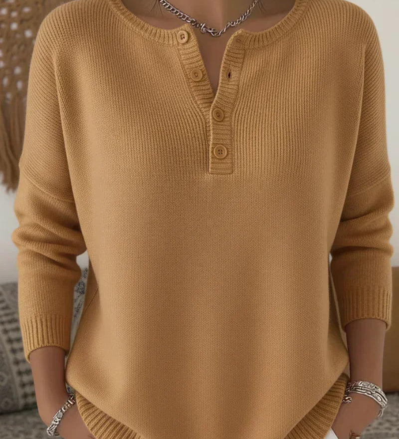 HELENA | Maglione a Maglia con Bottoni Henley