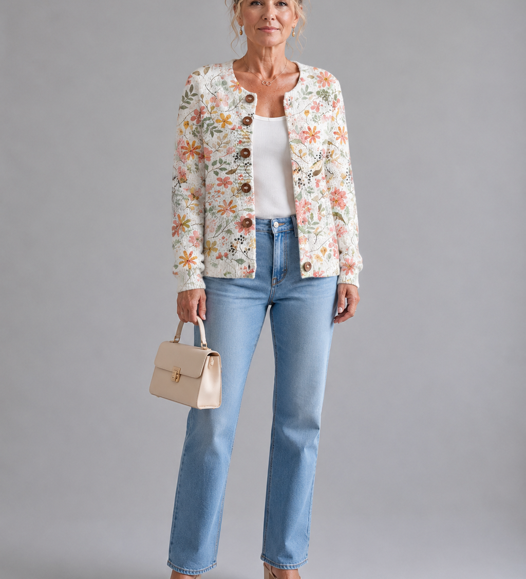 Greta™ | Vintage Floral Knit Cardigan