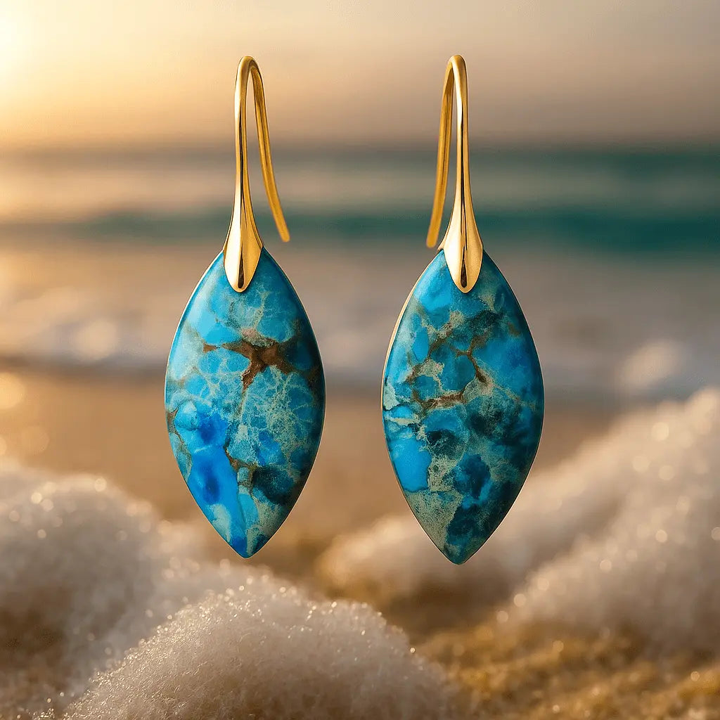 Orecchini eleganti mare blu