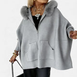 Monika – Cappotto da donna comodo con cappuccio e tasche