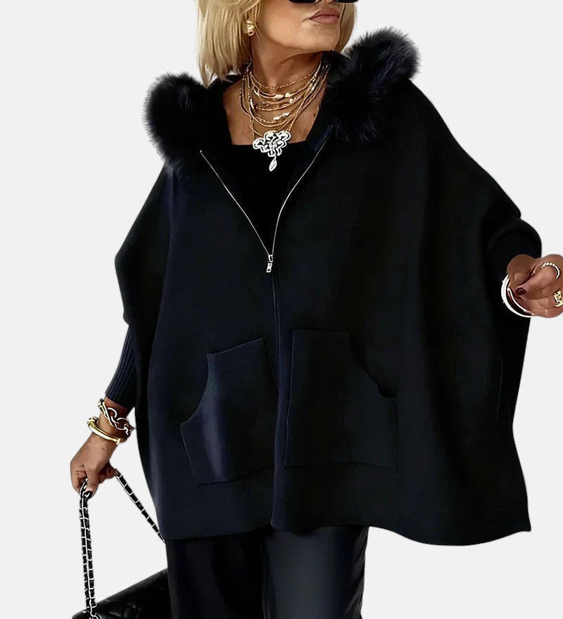 Monika – Cappotto da donna comodo con cappuccio e tasche