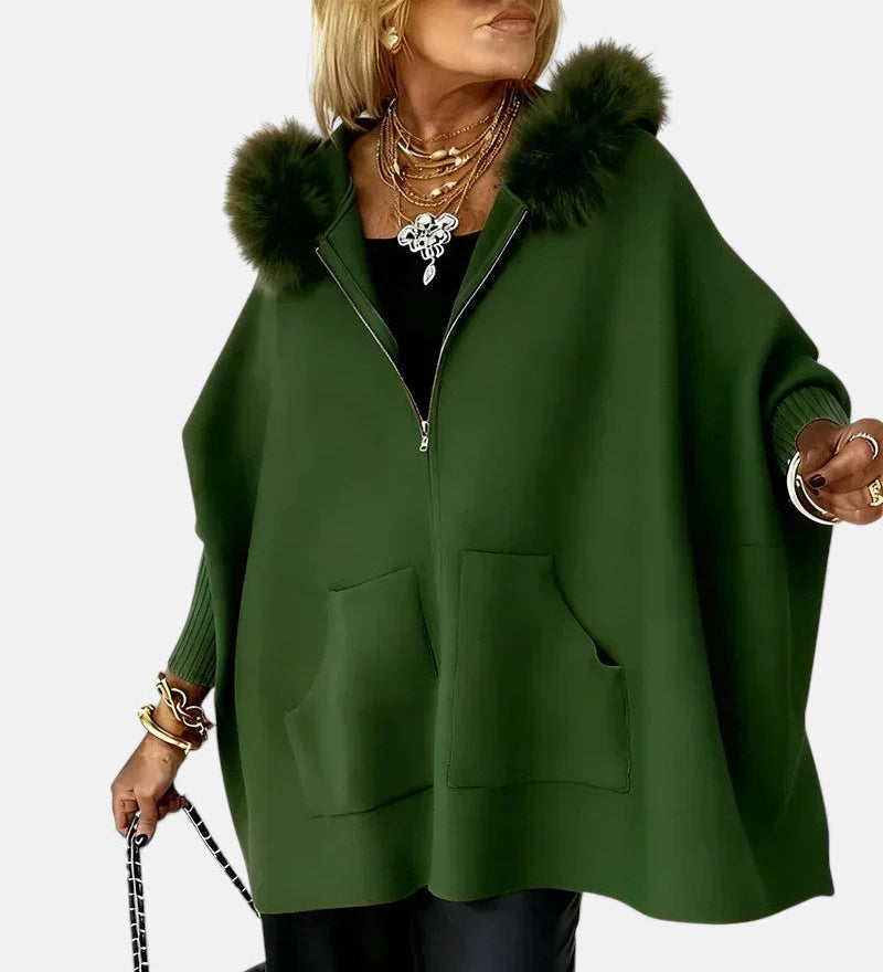 Monika – Cappotto da donna comodo con cappuccio e tasche