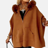 Monika – Cappotto da donna comodo con cappuccio e tasche