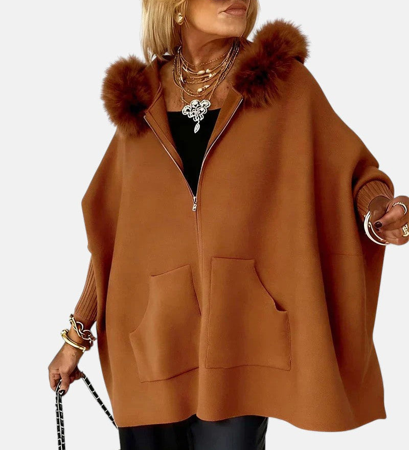 Monika – Cappotto da donna comodo con cappuccio e tasche