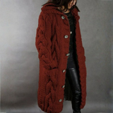 Eliška – Cappotto lungo da donna lavorato a maglia con cappuccio