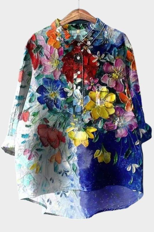 Lena | Elegante tunica floreale premium con colletto dettagliato
