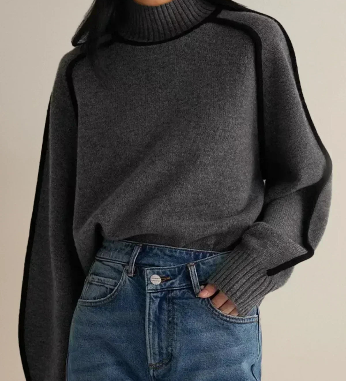 Donna | Elegante Maglione con Collo Alto