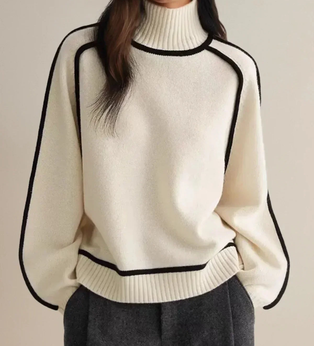 Donna | Elegante Maglione con Collo Alto