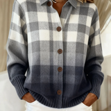 Agnes | Grigio Ombre Checkered Button-Up Cardigan