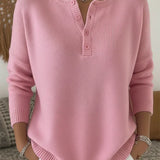 HELENA | Maglione a Maglia con Bottoni Henley