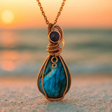 Ciondolo in labradorite e ametista
