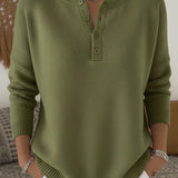 HELENA | Maglione a Maglia con Bottoni Henley