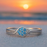 Anello in argento 925 con crisantemo blu
