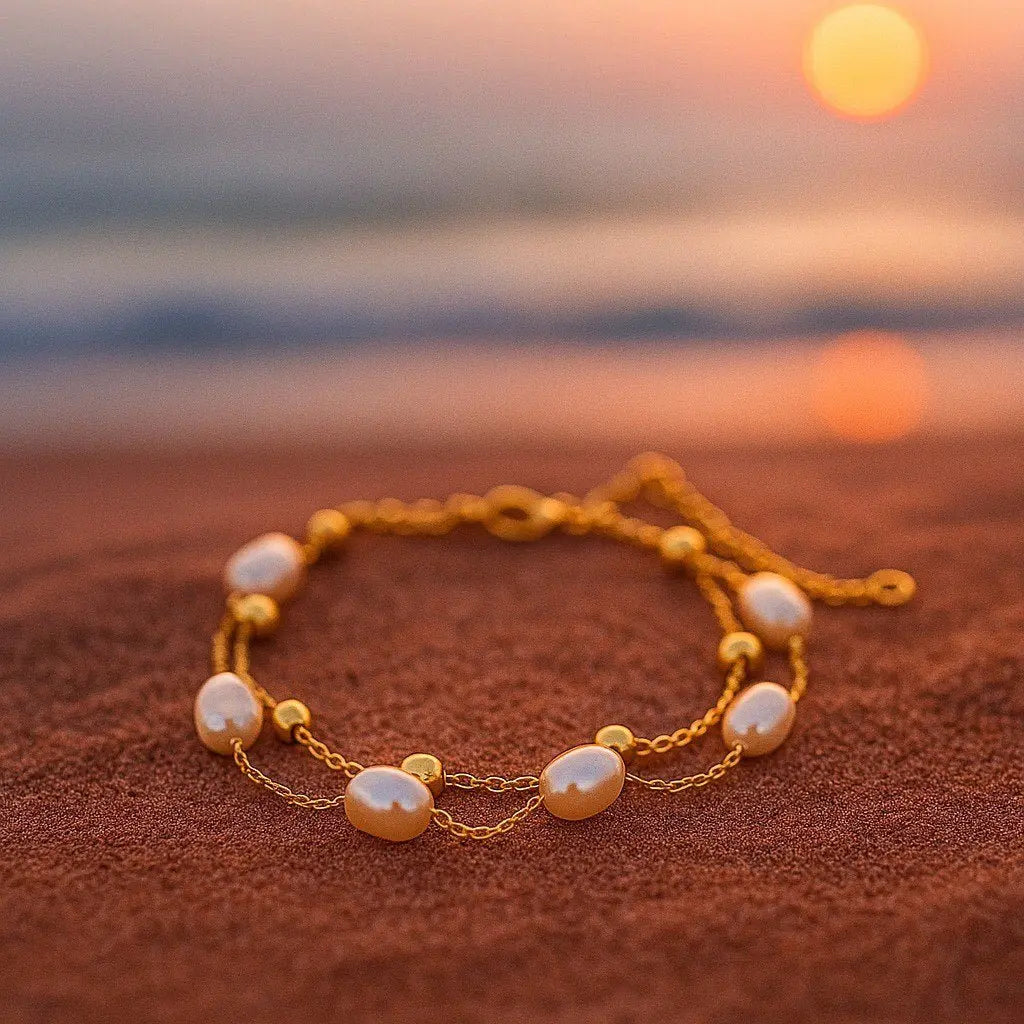 Bracciale di perle d'oro elegante