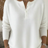 HELENA | Maglione a Maglia con Bottoni Henley