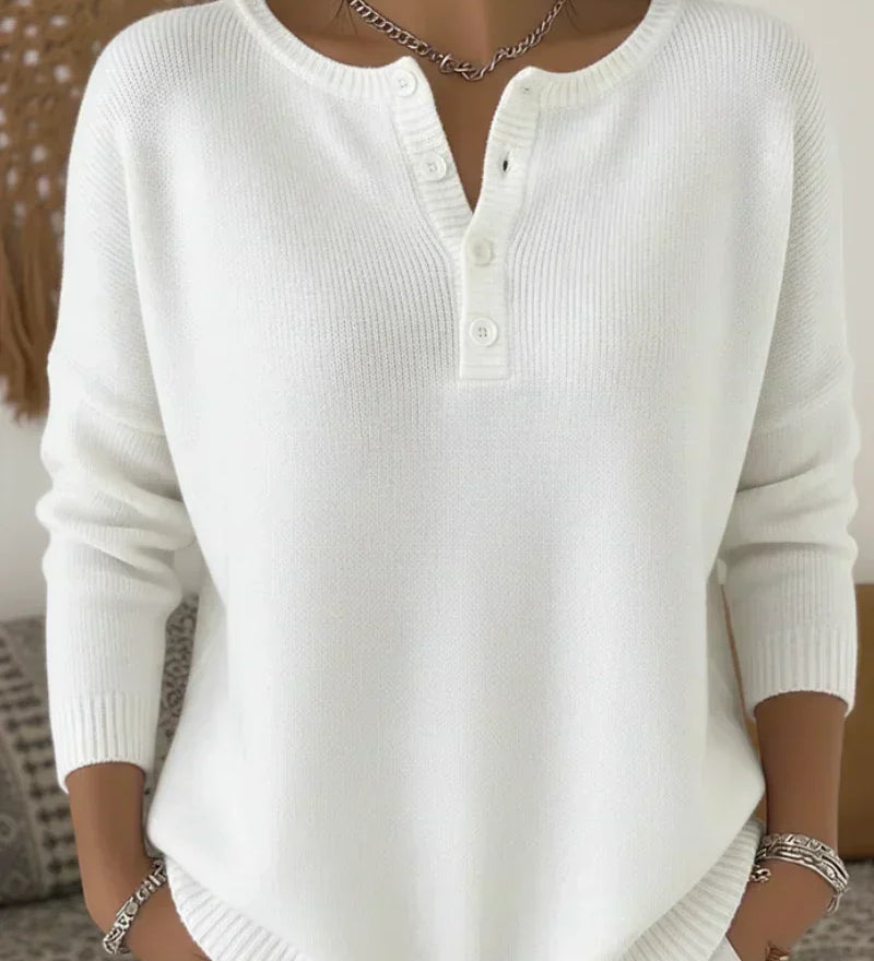 HELENA | Maglione a Maglia con Bottoni Henley